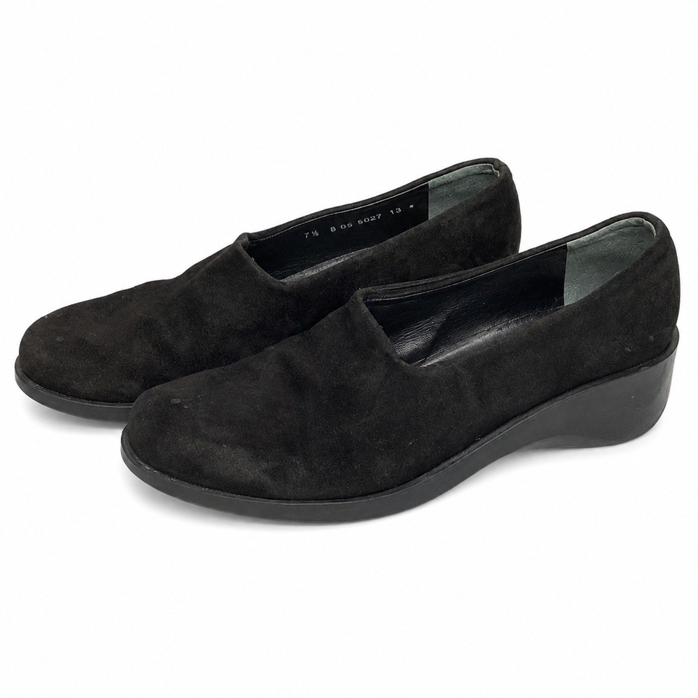 Robert Clergerie Paris Platform Loafers Women 7.5 Black Vintage Suede Slip On
